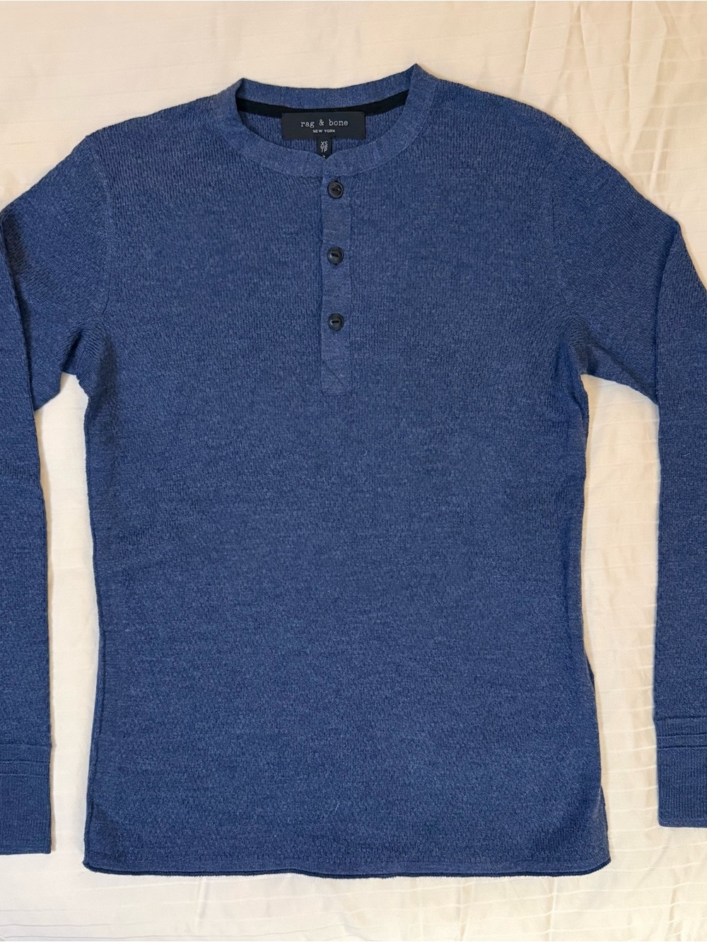 rag & bone Blue Heathered Long-Sleeve Wool Henley sz XS